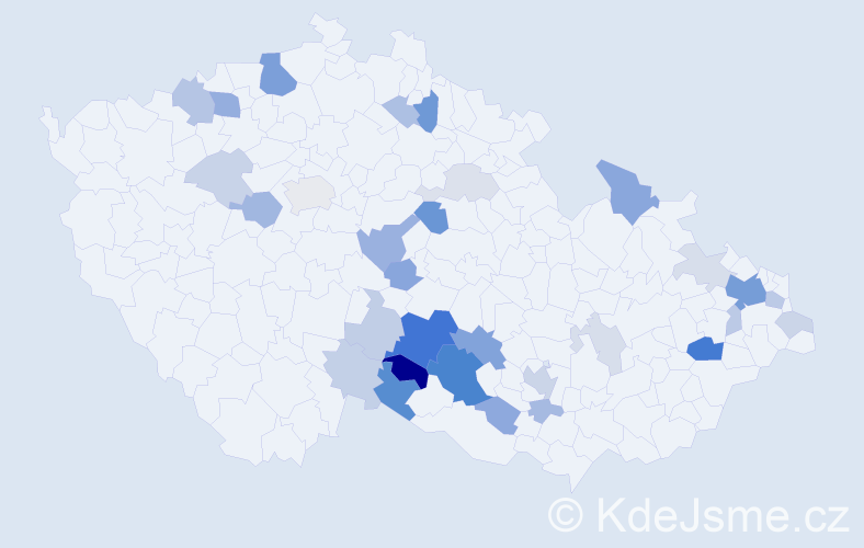 Příjmení: 'Netolička', počet výskytů 86 v celé ČR