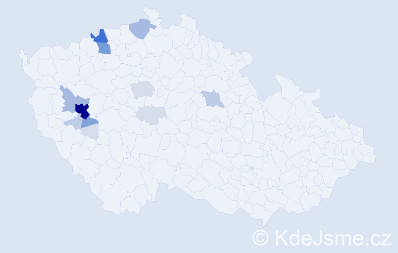 Příjmení: 'Roud', počet výskytů 55 v celé ČR
