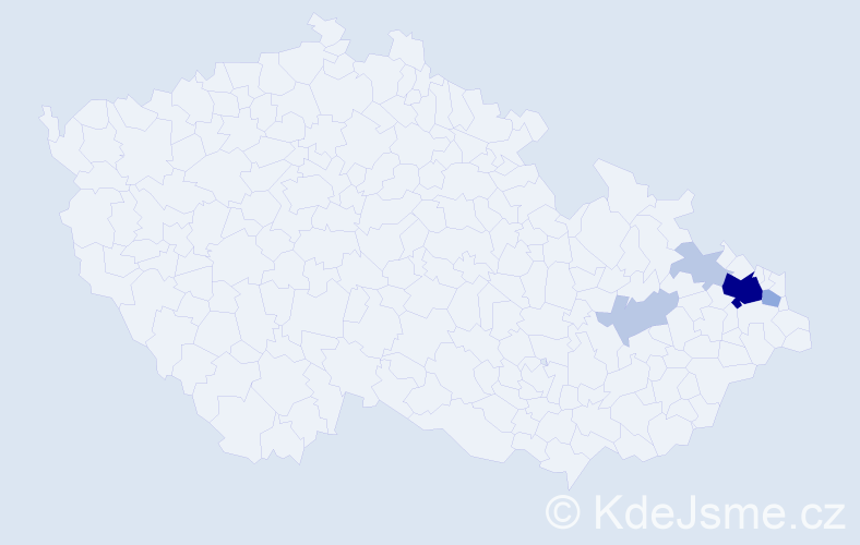 Příjmení: 'Vylegala', počet výskytů 25 v celé ČR