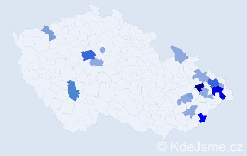 Příjmení: 'Babulíková', počet výskytů 43 v celé ČR