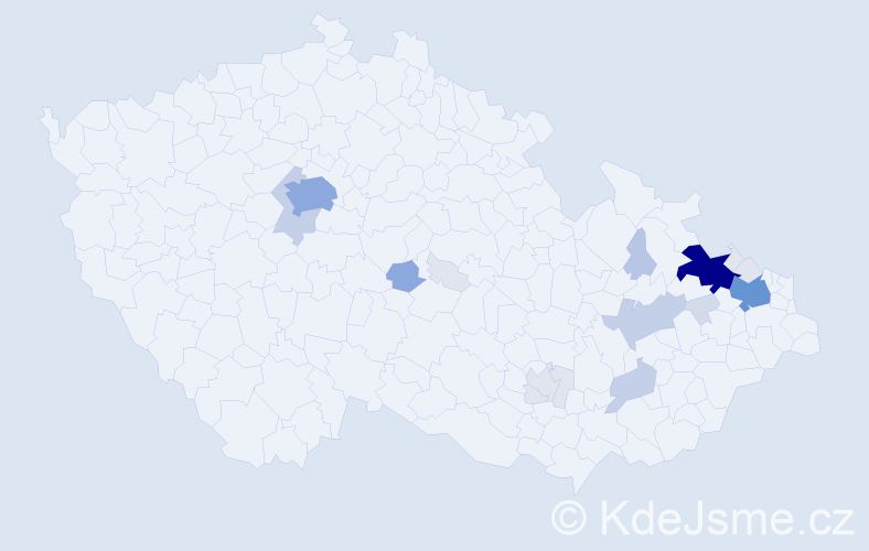 Příjmení: 'Vavrla', počet výskytů 81 v celé ČR
