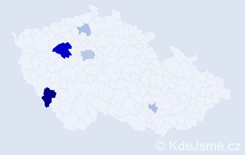 Příjmení: 'Kadar', počet výskytů 23 v celé ČR