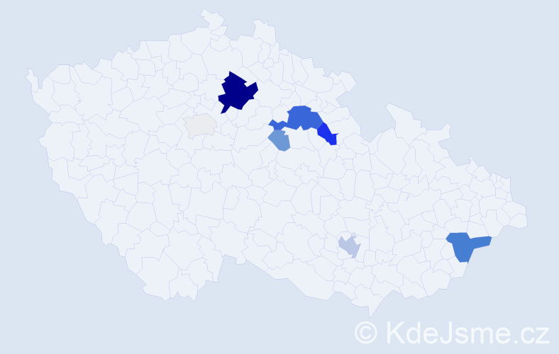 Příjmení: 'Valc', počet výskytů 28 v celé ČR