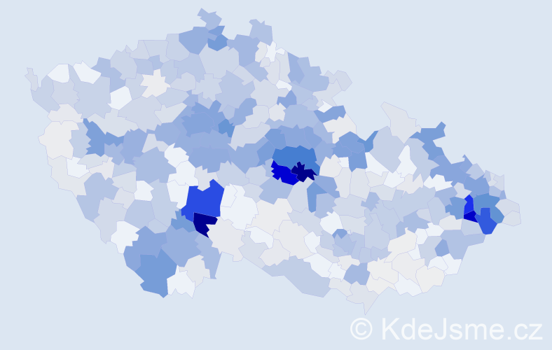 Příjmení: 'Boháč', počet výskytů 2316 v celé ČR