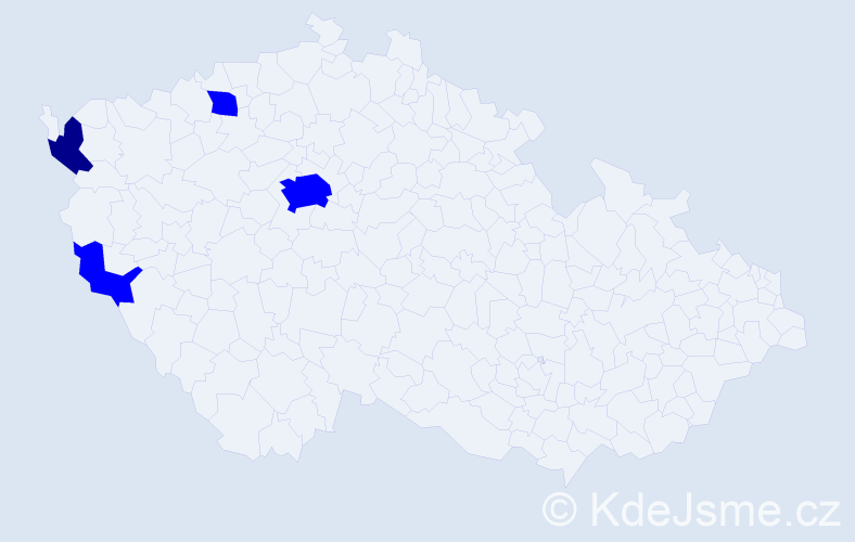 Příjmení: 'Čery', počet výskytů 5 v celé ČR
