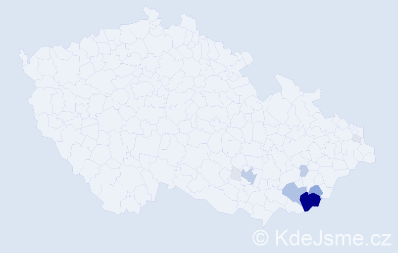 Příjmení: 'Kandrnál', počet výskytů 49 v celé ČR