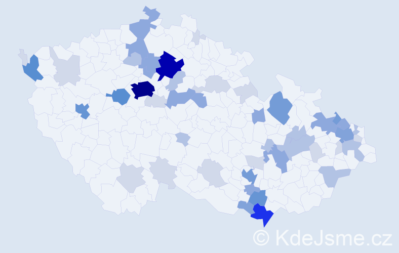 Příjmení: 'Kern', počet výskytů 158 v celé ČR