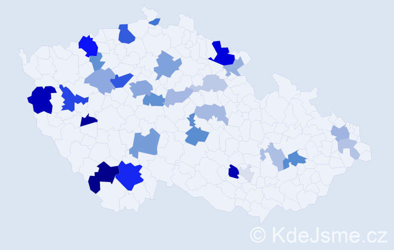 Příjmení: 'Jančovič', počet výskytů 76 v celé ČR