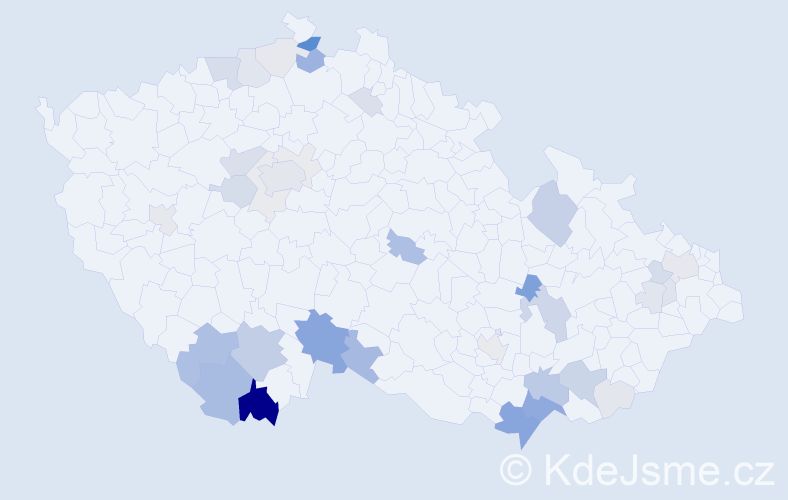 Příjmení: 'Hanzalíková', počet výskytů 119 v celé ČR