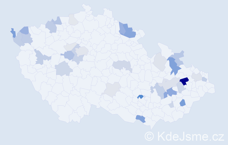 Příjmení: 'Bálint', počet výskytů 86 v celé ČR