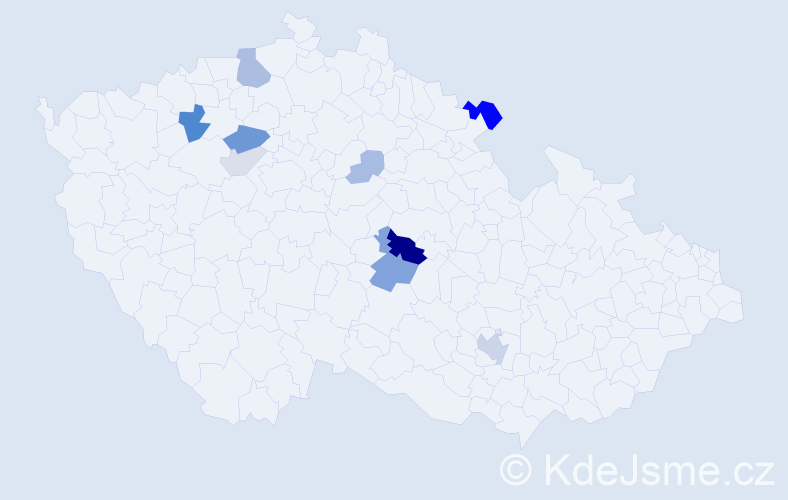 Příjmení: 'Bažoutová', počet výskytů 26 v celé ČR