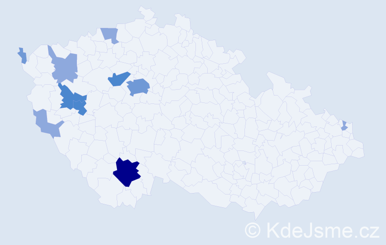 Příjmení: 'Kámen', počet výskytů 23 v celé ČR