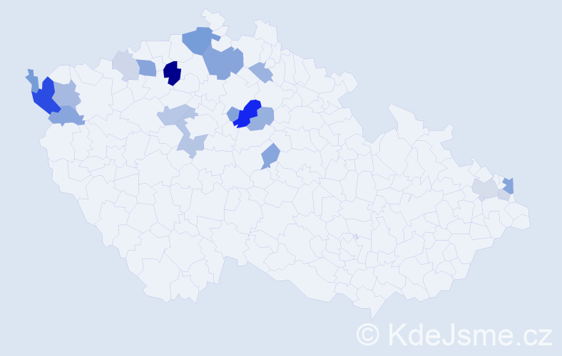 Příjmení: 'Bubanec', počet výskytů 45 v celé ČR
