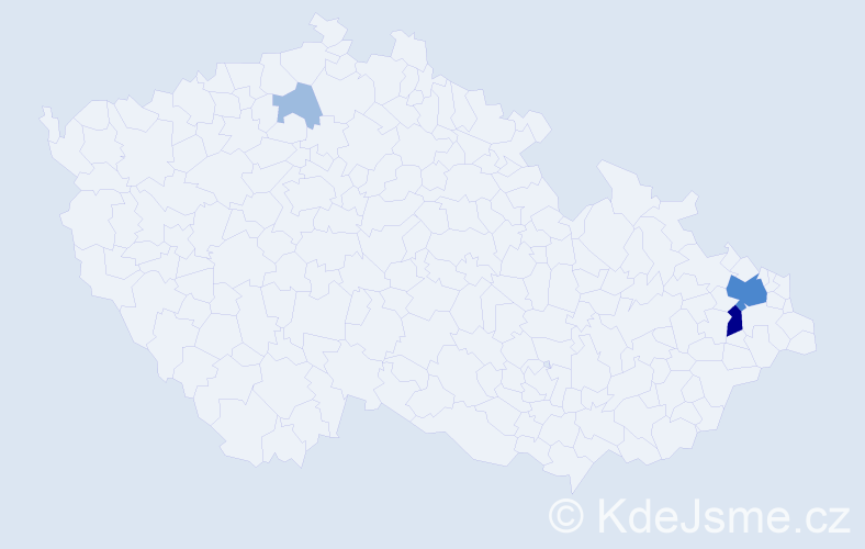 Příjmení: 'Machnič', počet výskytů 7 v celé ČR