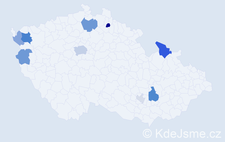Příjmení: 'Bíró', počet výskytů 18 v celé ČR