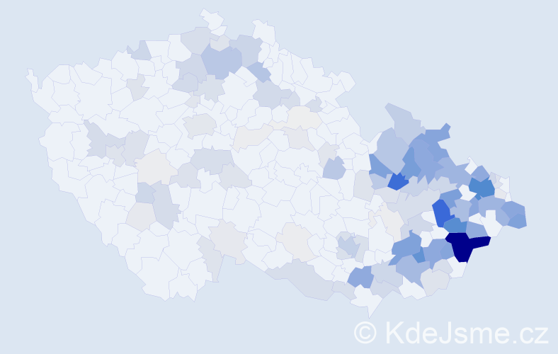 Příjmení: 'Podešvová', počet výskytů 577 v celé ČR