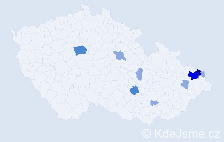 Příjmení: 'Řezák', počet výskytů 28 v celé ČR