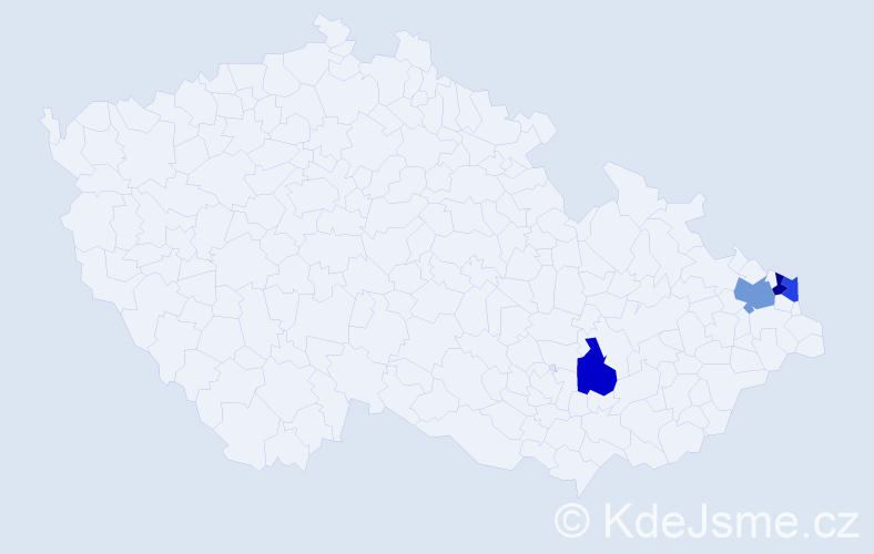 Příjmení: 'Ondák', počet výskytů 9 v celé ČR