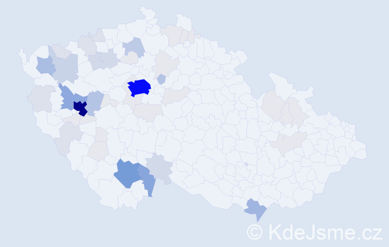 Příjmení: 'Kodl', počet výskytů 194 v celé ČR