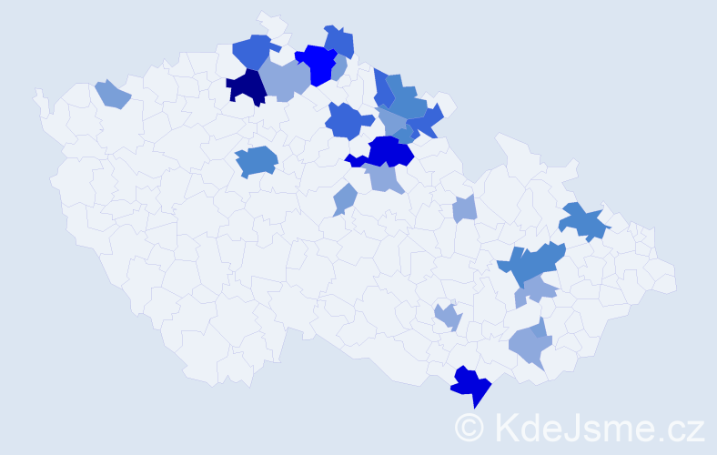 Příjmení: 'Kober', počet výskytů 75 v celé ČR