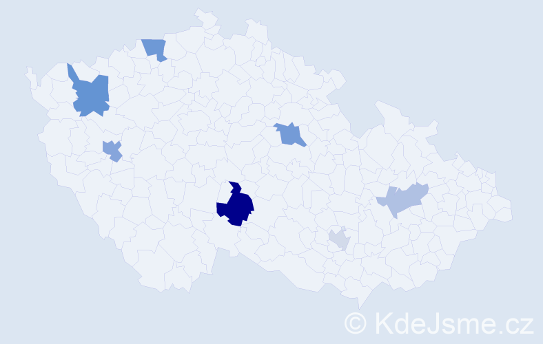 Příjmení: 'Vandák', počet výskytů 13 v celé ČR