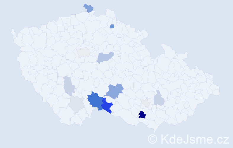 Příjmení: 'Čudlá', počet výskytů 27 v celé ČR