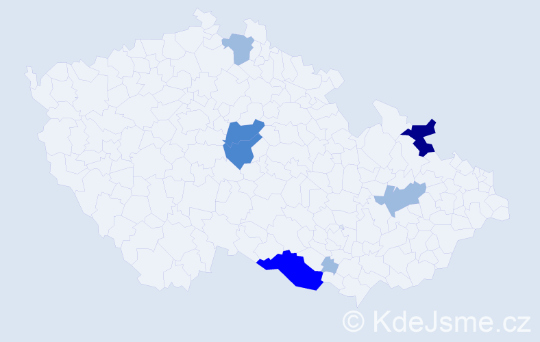 Příjmení: 'Magál', počet výskytů 14 v celé ČR
