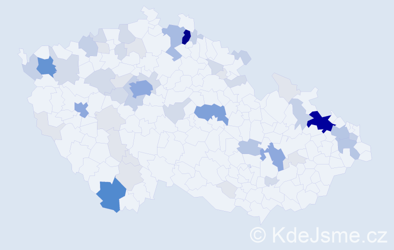 Příjmení: 'Čarný', počet výskytů 200 v celé ČR