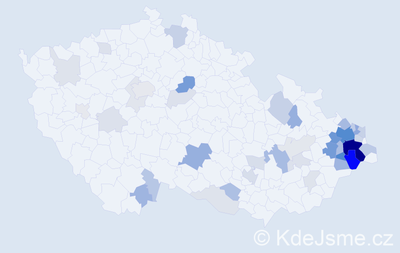 Příjmení: 'Vantuchová', počet výskytů 134 v celé ČR