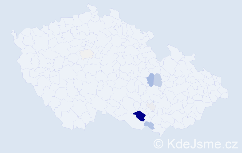 Příjmení: 'Prustoměrský', počet výskytů 15 v celé ČR