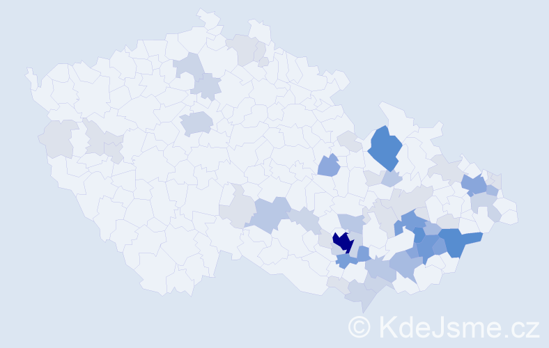 Příjmení: 'Kundera', počet výskytů 176 v celé ČR