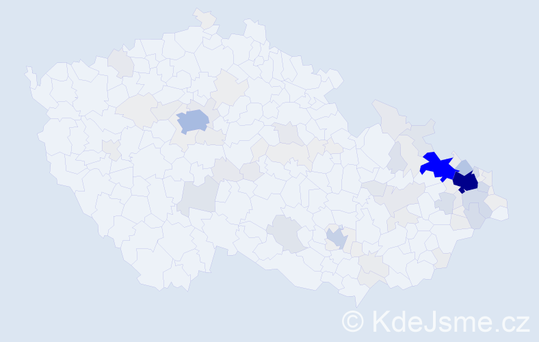 Příjmení: 'Holuša', počet výskytů 449 v celé ČR