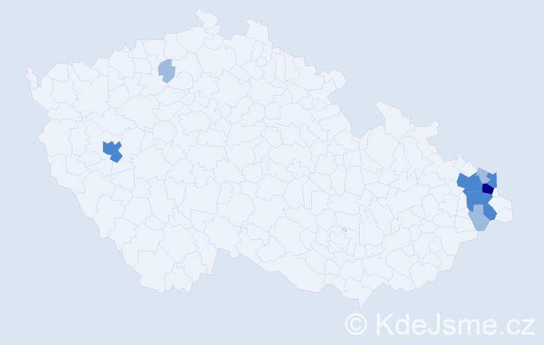 Příjmení: 'Kypast', počet výskytů 16 v celé ČR
