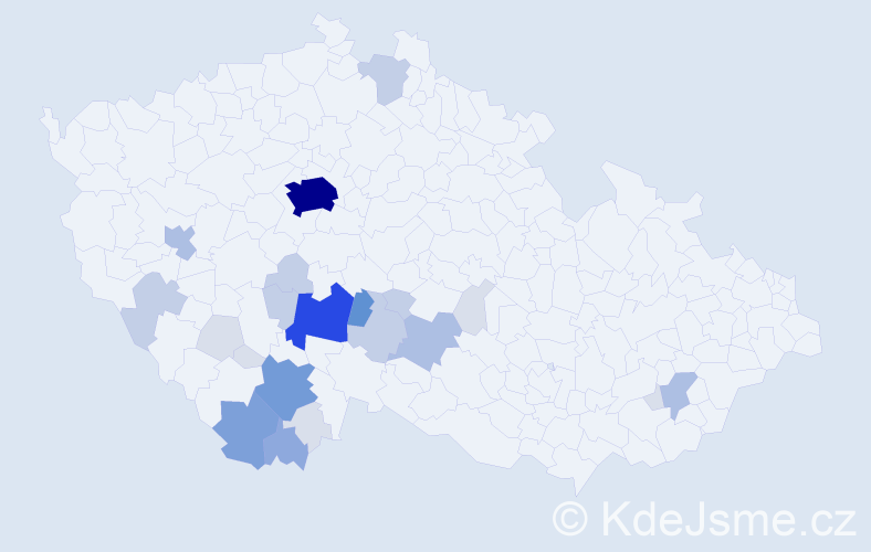 Příjmení: 'Kozojed', počet výskytů 88 v celé ČR