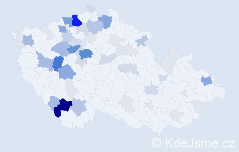 Příjmení: 'Bihary', počet výskytů 218 v celé ČR