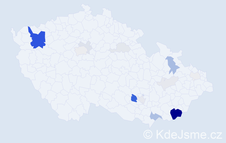 Příjmení: 'Krajsa', počet výskytů 55 v celé ČR