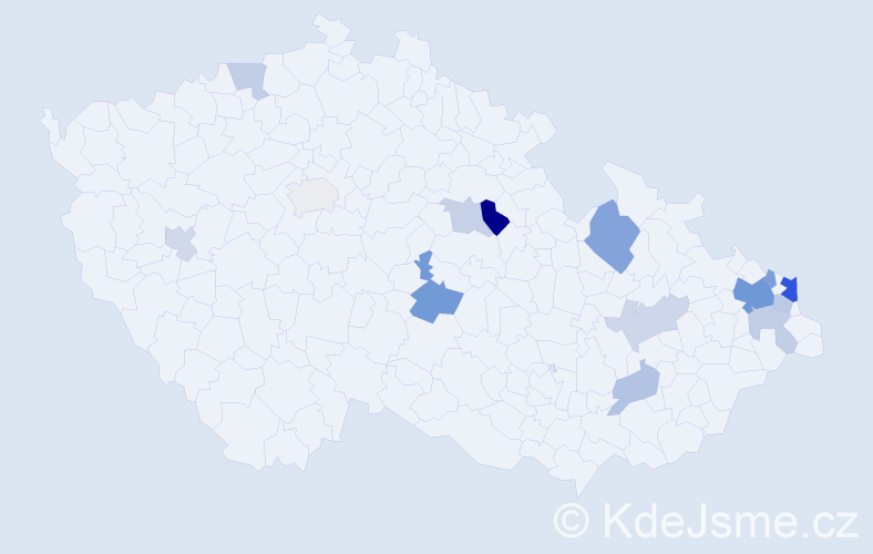 Příjmení: 'Badžgoň', počet výskytů 28 v celé ČR