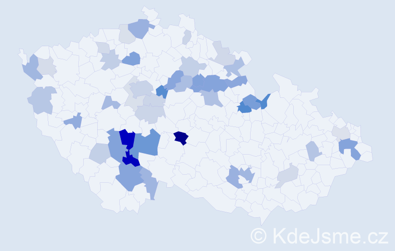 Příjmení: 'Kobližková', počet výskytů 105 v celé ČR