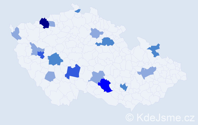 Příjmení: 'Lászlová', počet výskytů 32 v celé ČR