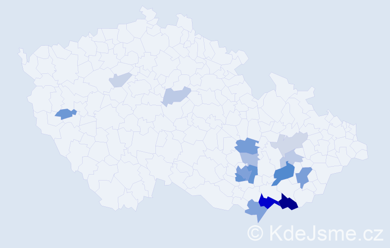Příjmení: 'Polešáková', počet výskytů 40 v celé ČR