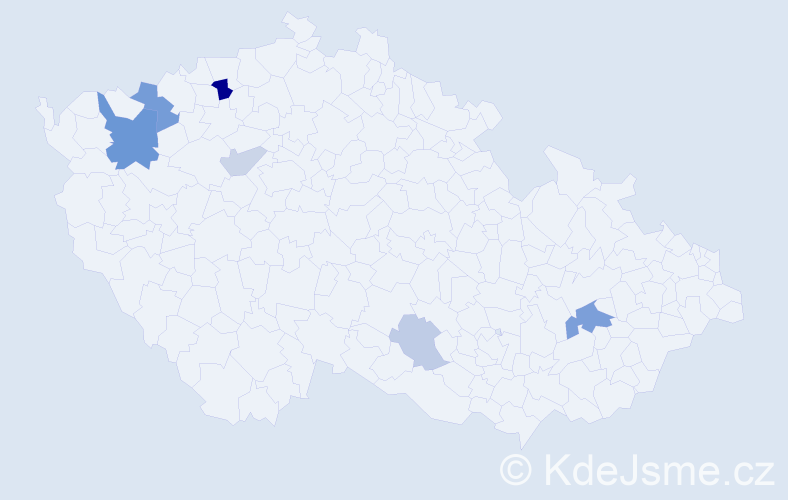 Příjmení: 'Džubák', počet výskytů 14 v celé ČR