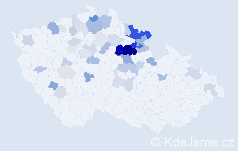 Příjmení: 'Kutíková', počet výskytů 150 v celé ČR