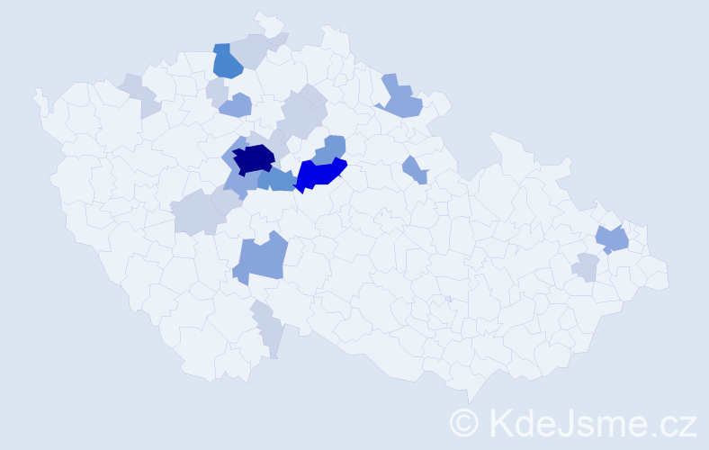 Příjmení: 'Zahajský', počet výskytů 64 v celé ČR