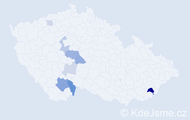 Příjmení: 'Pošvec', počet výskytů 18 v celé ČR