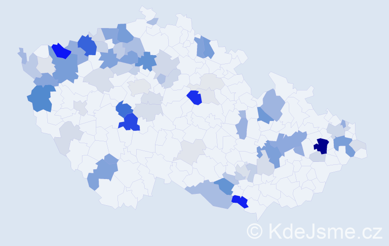 Příjmení: 'Kiš', počet výskytů 213 v celé ČR