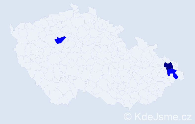 Příjmení: 'Toderová', počet výskytů 4 v celé ČR