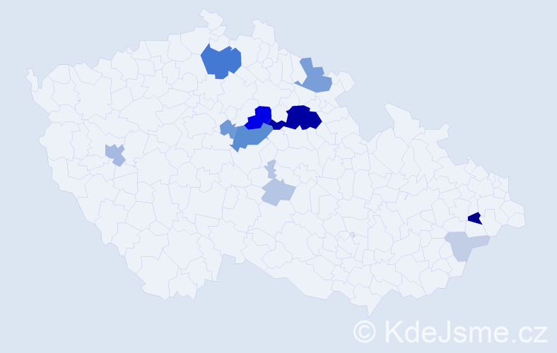Příjmení: 'Svíčka', počet výskytů 43 v celé ČR