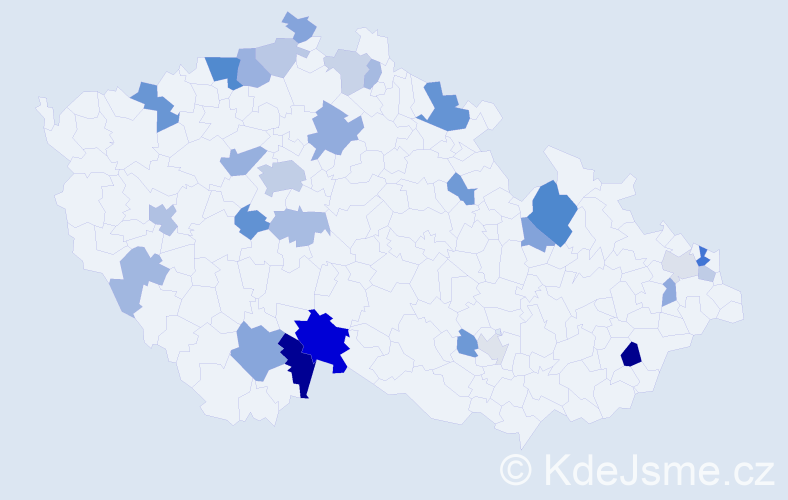 Příjmení: 'Töröková', počet výskytů 60 v celé ČR