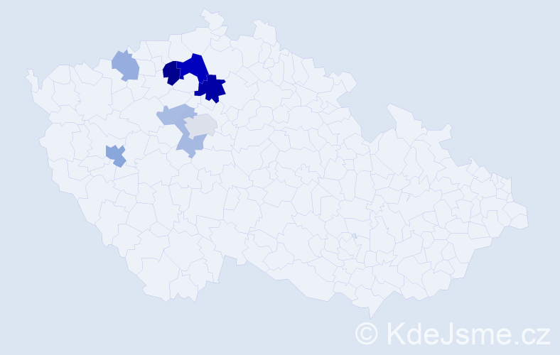 Příjmení: 'Kaulerová', počet výskytů 16 v celé ČR
