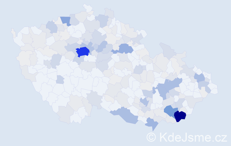 Příjmení: 'Koníček', počet výskytů 884 v celé ČR
